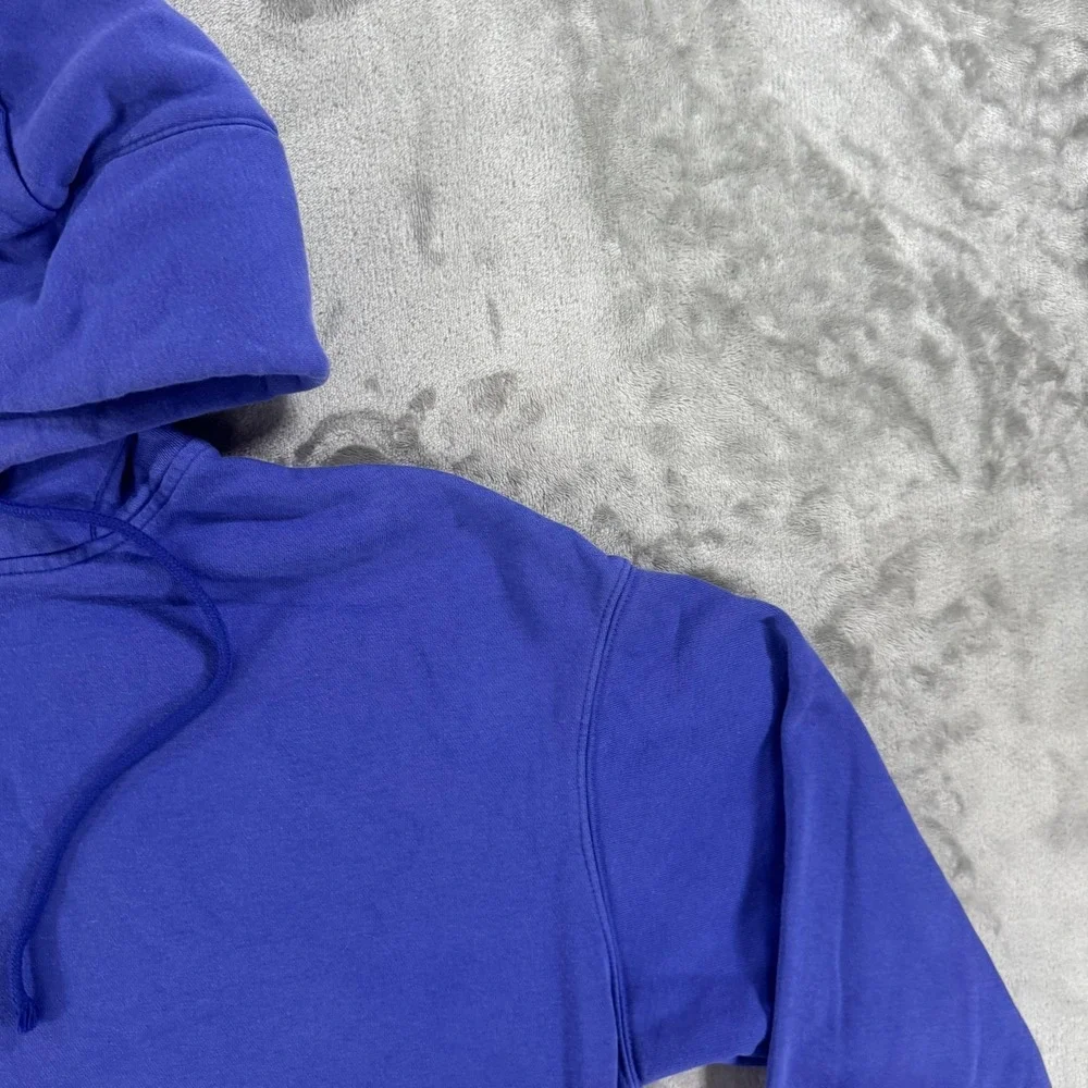 Nike Hoodie Mens Medium Blue Pullover Fleece Sweatshirt Center Swoosh Logo Solid